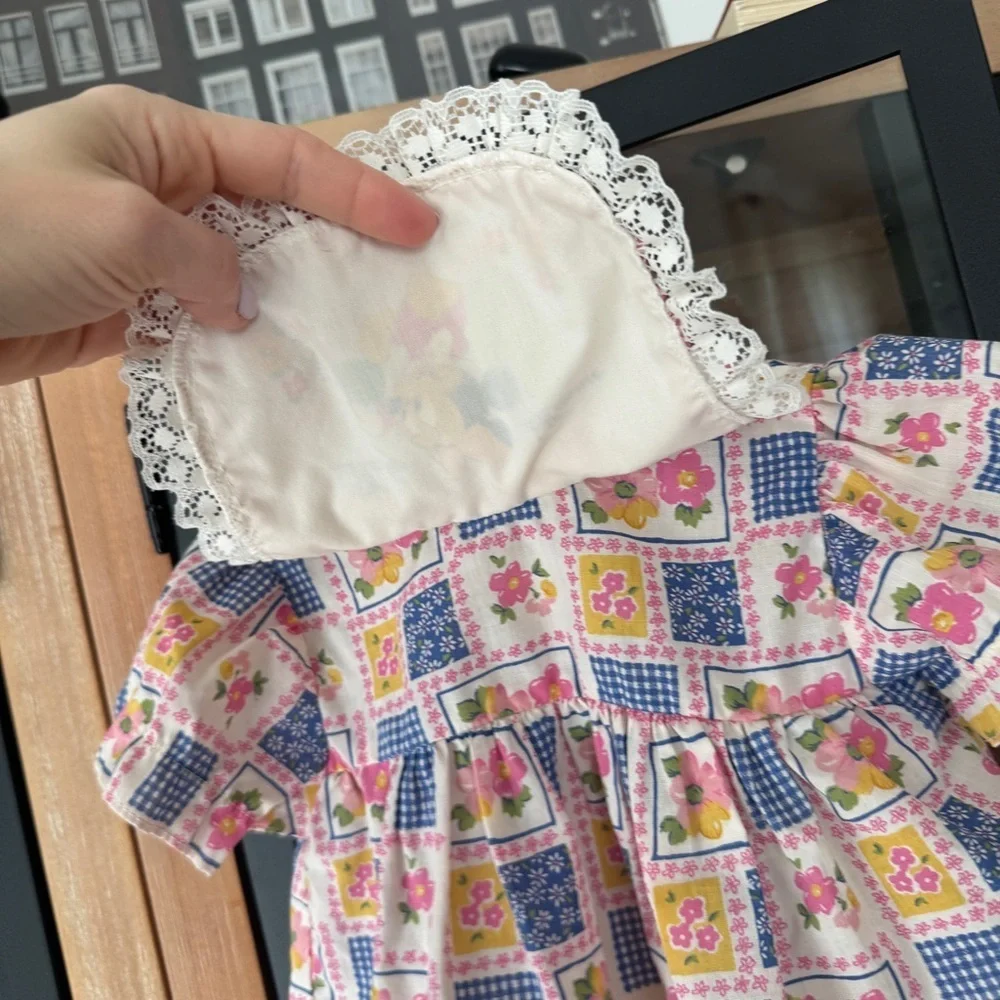 Vintage 90s Disney Babies Minnie Mouse lace dress collar baby girl colorful bow